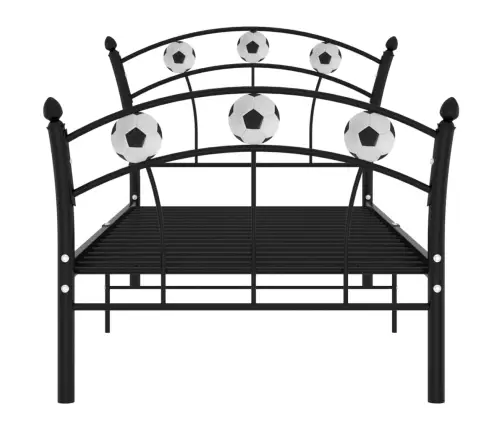 Gultas Rāmis, Futbola Dizains, Melns Metāls, 90X200 Cm Vidaxl