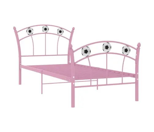 Voodiraam Jalgpalli Disainiga, Roosa, Metall, 90 X 200 Cm