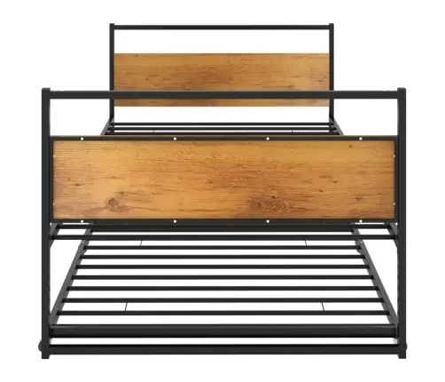 Izvelkams Gultas Rāmis, Melns, Metāls, 90X200 Cm Vidaxl