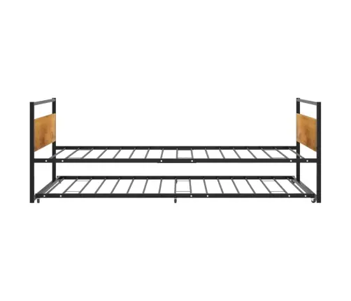 Izvelkams Gultas Rāmis, Melns, Metāls, 90X200 Cm Vidaxl