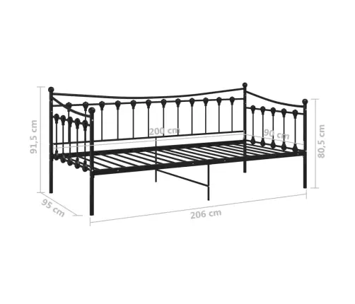 Diivanvoodi Raam Must Metallist 90 X 200 Cm