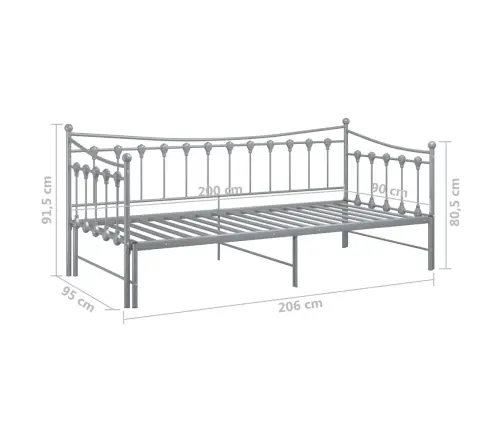 Izvelkams Dīvāna Rāmis, Pelēks, Metāls, 90X200 Cm Vidaxl