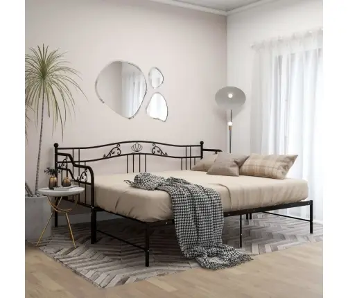 Lahtikäiv Diivanvoodiraam Must Metall 90 X 200 Cm