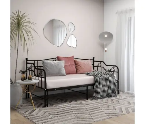 Lahtikäiv Diivanvoodiraam Must Metall 90 X 200 Cm