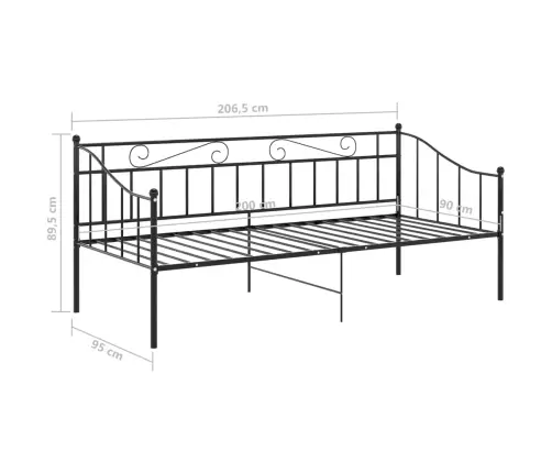 Dīvāngultas Rāmis, Melns Metāls, 90X200 Cm Vidaxl