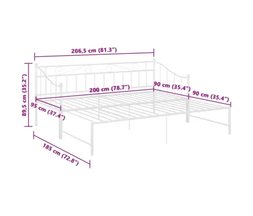 Ištraukiamos Sofos-Lovos Rėmas, Baltas, 90X200cm Metalas