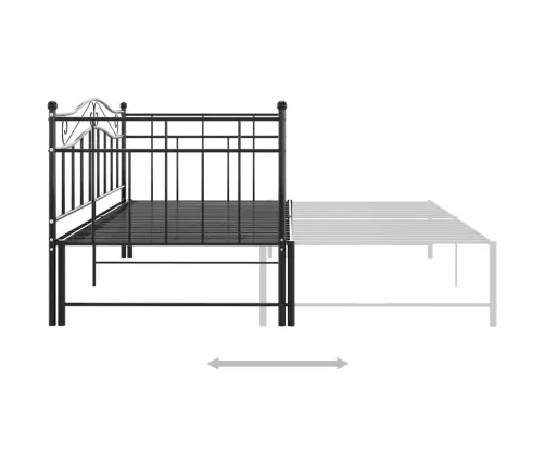 Izvelkams Dīvāna Rāmis, Melns, Metāls, 90X200 Cm Vidaxl