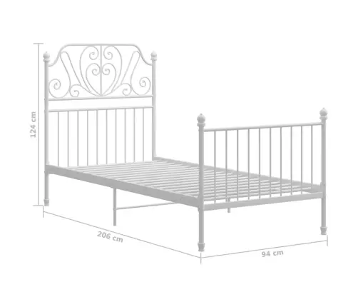 Gultas Rāmis, Balts Metāls, 90X200 Cm Vidaxl