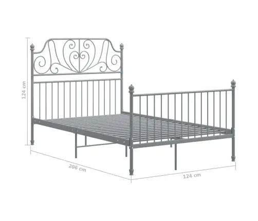 Gultas Rāmis, Pelēks Metāls, 120X200 Cm Vidaxl