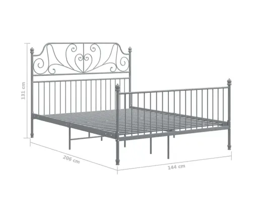 Gultas Rāmis Bez Matrača, Pelēks Metāls, 140X200 Cm Vidaxl