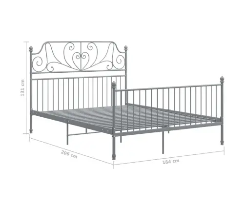 Gultas Rāmis, Pelēks Metāls, 160X200 Cm Vidaxl