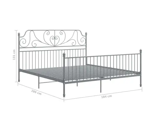 Voodiraam, Hall, Metall, 180 X 200 Cm