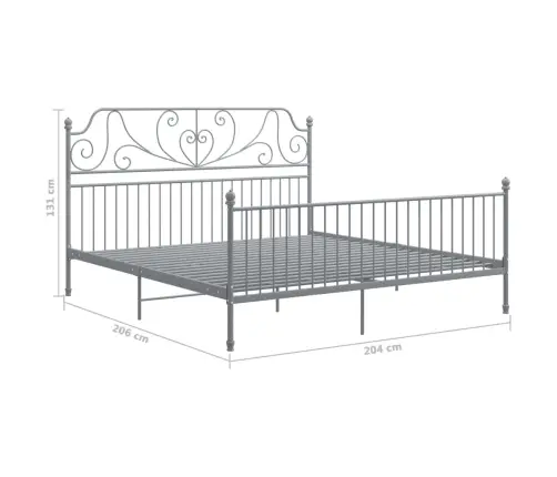 Gultas Rāmis, Pelēks Metāls, 200X200 Cm Vidaxl