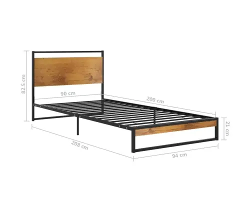 Voodiraam, Metall, 90 X 200 Cm