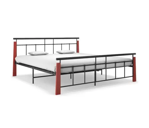 Gultas Rāmis, Metāls Un Ozola Masīvkoks, 180X200 Cm Vidaxl