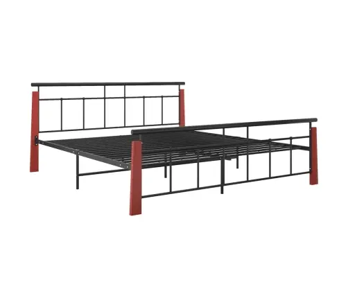 Gultas Rāmis, Metāls Un Ozola Masīvkoks, 180X200 Cm Vidaxl