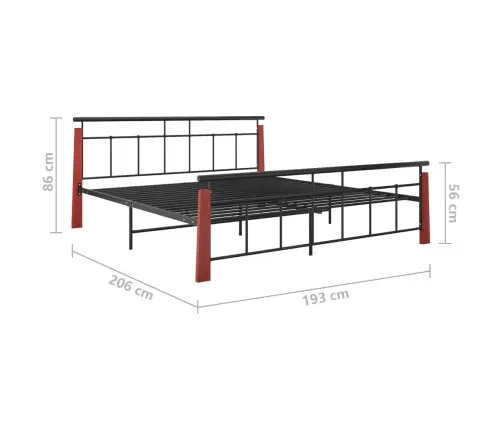 Gultas Rāmis, Metāls Un Ozola Masīvkoks, 180X200 Cm Vidaxl