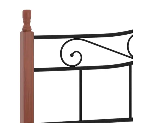 Voodiraam, Must Metall Ja Tugev Tammepuit, 200 X 200 Cm