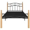 Gultas Rāmis, Melns Metāls, Ozola Masīvkoks, 100X200 Cm Vidaxl
