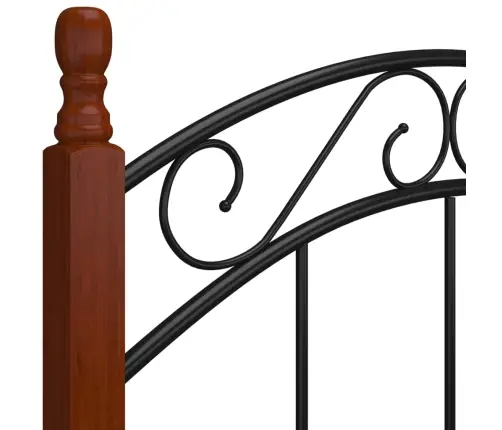 Gultas Rāmis, Melns Metāls, Ozola Masīvkoks, 120X200 Cm  Vidaxl