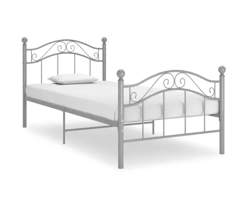 Gultas Rāmis, Pelēks Metāls, 90X200 Cm Vidaxl