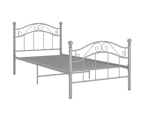 Gultas Rāmis, Pelēks Metāls, 90X200 Cm Vidaxl