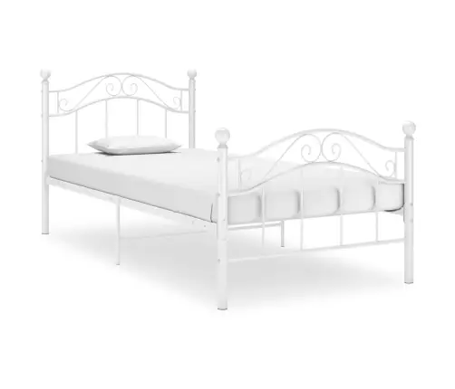 Voodiraam, Valge, Metall, 100 X 200 Cm