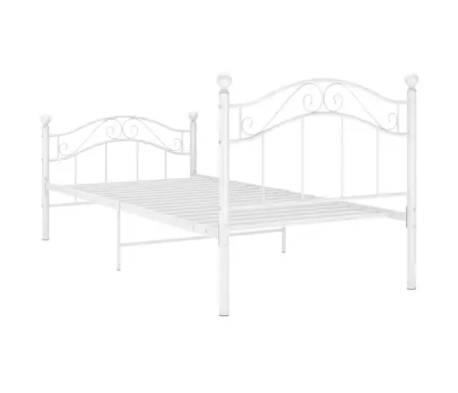 Voodiraam, Valge, Metall, 100 X 200 Cm