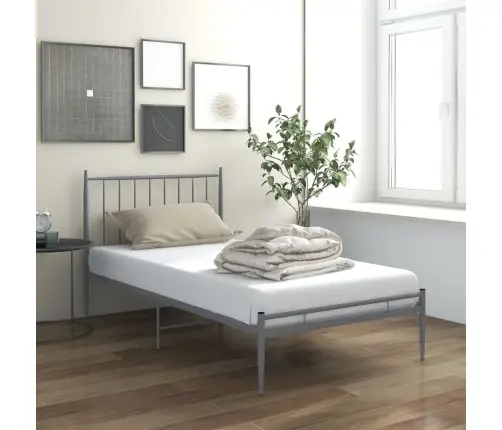 Gultas Rāmis, Pelēks Metāls, 100X200 Cm Vidaxl