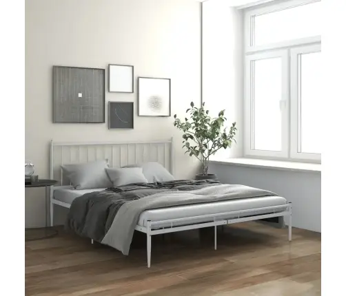 Voodiraam, Valge, Metall, 200 X 200 Cm