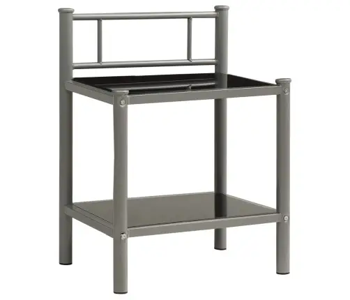 Naktsgaldiņi, 2 Gab., Pelēks Metāls, Melns Stikls Vidaxl