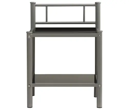 Naktsgaldiņi, 2 Gab., Pelēks Metāls, Melns Stikls Vidaxl