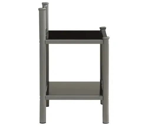 Naktsgaldiņi, 2 Gab., Pelēks Metāls, Melns Stikls Vidaxl