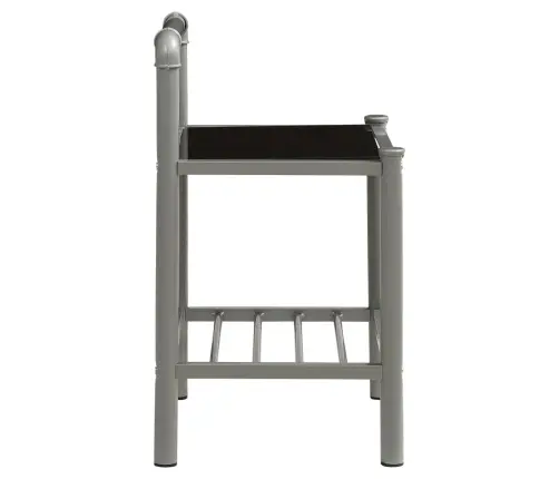 Naktsgaldiņi, 2 Gab., Pelēks Metāls, Melns Stikls Vidaxl