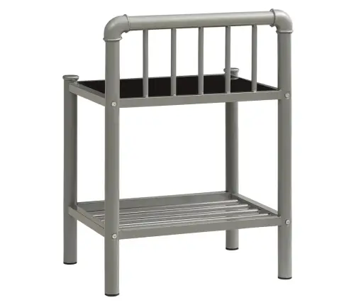 Naktsgaldiņi, 2 Gab., Pelēks Metāls, Melns Stikls Vidaxl