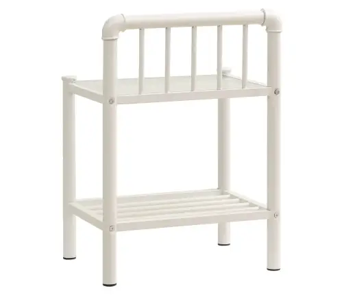 Naktinės Spintelės, 2Vnt., Baltos/Skaidrios, Metalas Ir Stiklas