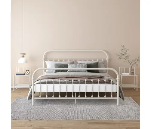 Naktinės Spintelės, 2Vnt., Baltos/Skaidrios, Metalas Ir Stiklas