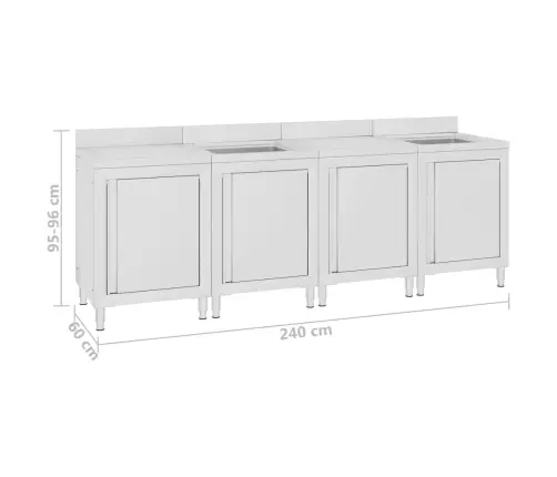 Kommertsköögi Valamukomplekt 240 X 60 X 96 cm Roostevaba Teras