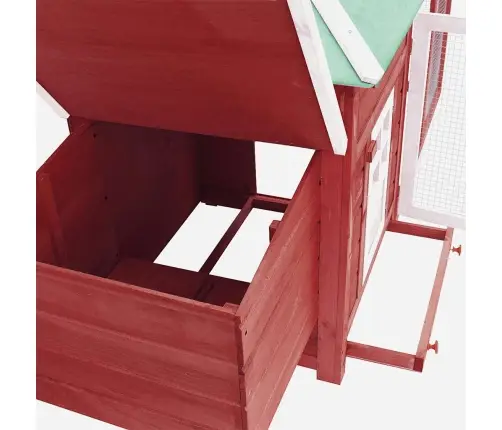 Vistu Būris Ar Perētavu, Sarkans, 190X72X102Cm, Egles Masīvkoks Vidaxl