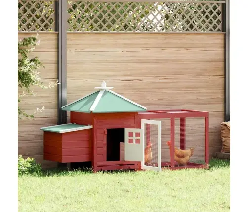 Vistu Būris Ar Perētavu, Sarkans, 190X72X102Cm, Egles Masīvkoks Vidaxl