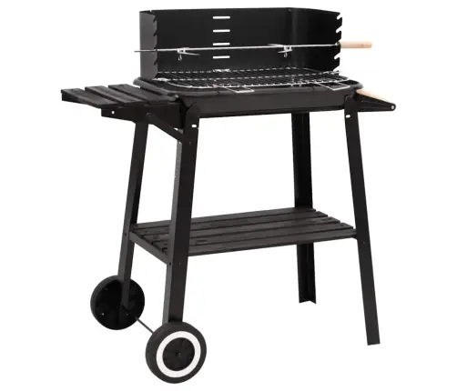 Kokogļu Grils Ar Riteņiem, Melns Tērauds Vidaxl