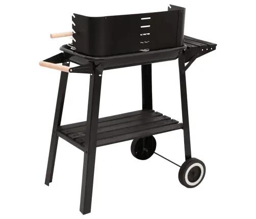 Kokogļu Grils Ar Riteņiem, Melns Tērauds Vidaxl