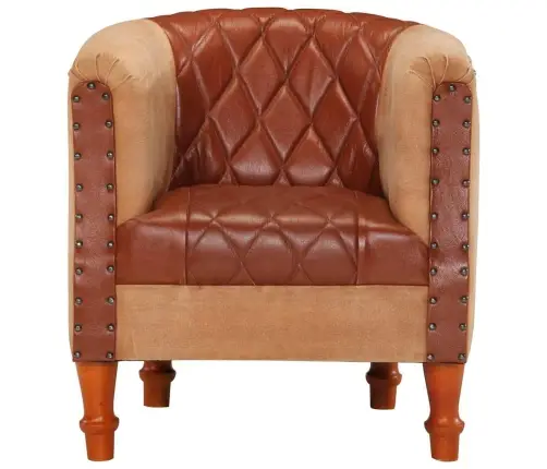 Atpūtas Krēsls, Brūna Dabīgā Āda Un Mango Masīvkoks Vidaxl