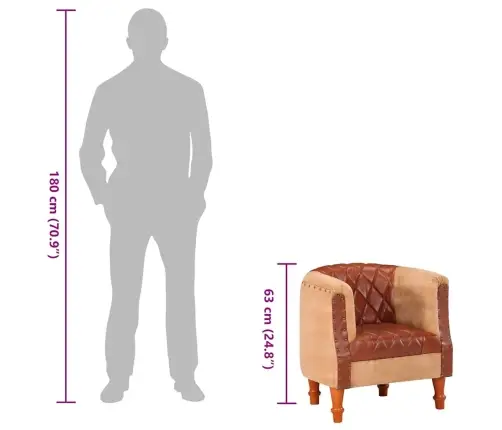 Atpūtas Krēsls, Brūna Dabīgā Āda Un Mango Masīvkoks Vidaxl