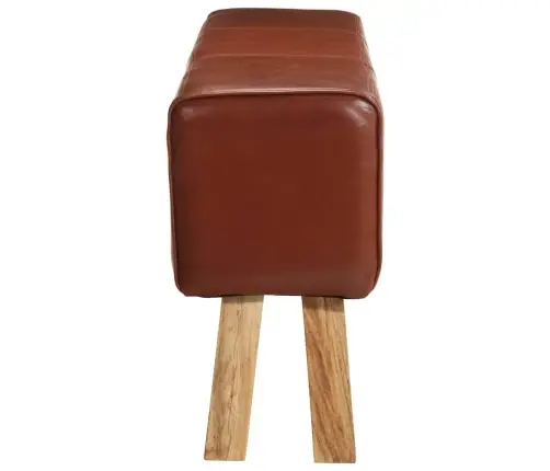 Vingrošanas Buks, 160 Cm, Brūna Dabīgā Āda, Akācijas Masīvkoks Vidaxl