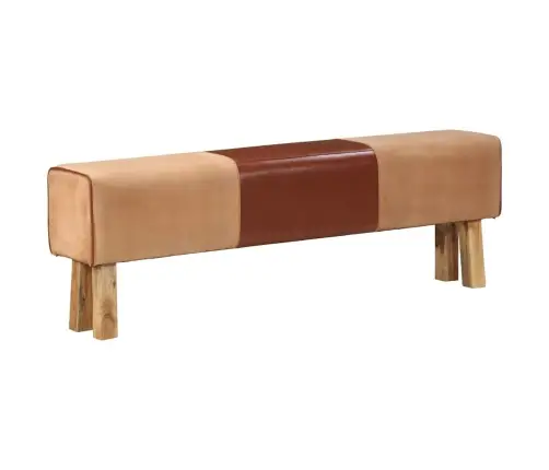 Vingrošanas Buks, 160 Cm, Brūna Dabīgā Āda, Akācijas Masīvkoks Vidaxl