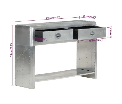 Kumode, 110X35X75 Cm, Aviācijas Dizains, Metāls Vidaxl