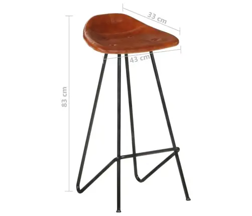 Bāra Krēsli, 2 Gab., Brūna Dabīgā Āda Vidaxl