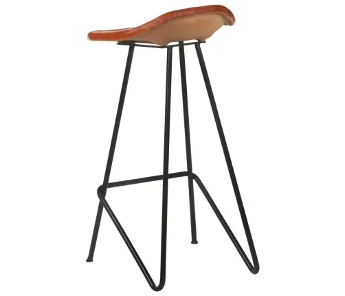 Bāra Krēsli, 2 Gab., Brūna Dabīgā Āda Vidaxl