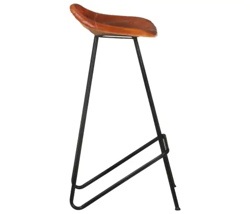 Bāra Krēsli, 2 Gab., Brūna Dabīgā Āda Vidaxl